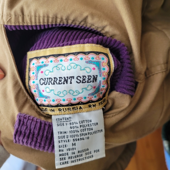 Current Seen Women Utility Jacket Purple Cord Collar and Aztec Print Reversible - Picture 12 of 13